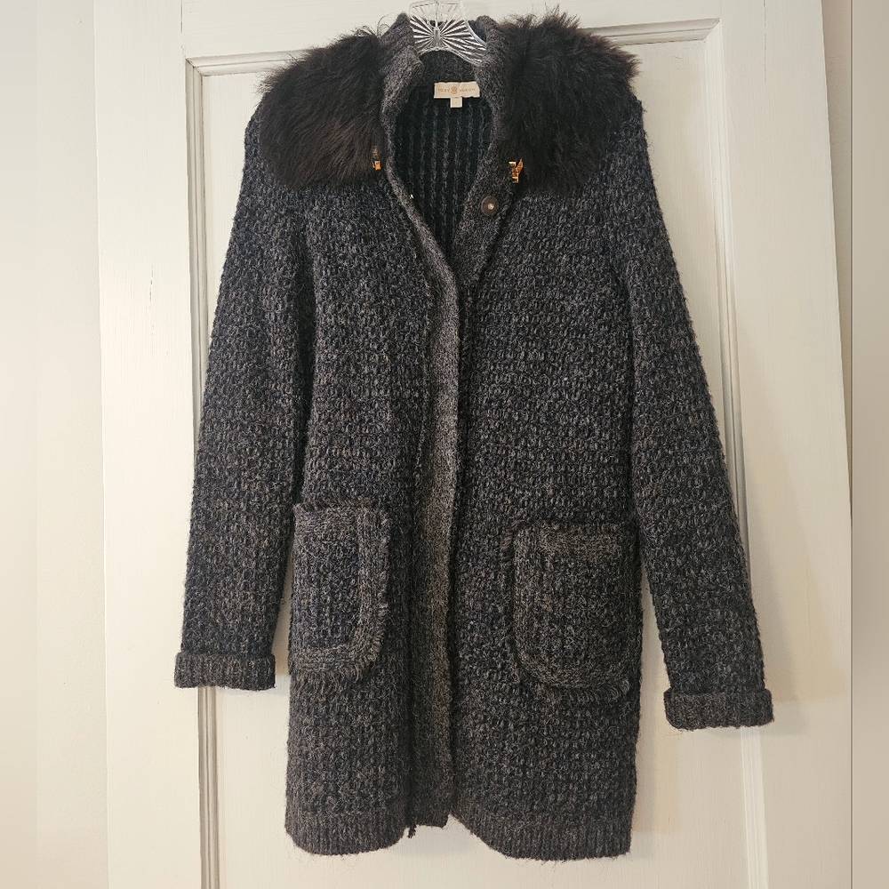 Tory Burch Alpaca Wool Shearling Coat